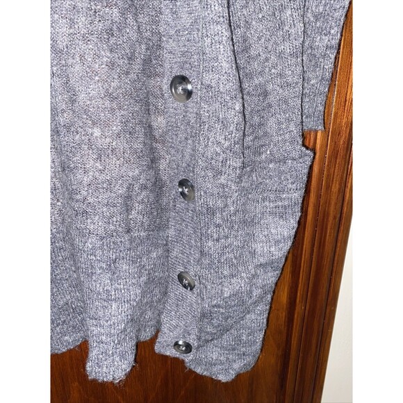 American Eagle Cardigan Sweater Gray Knit Long Line Dark Wool Blend Open Front - Picture 3 of 8
